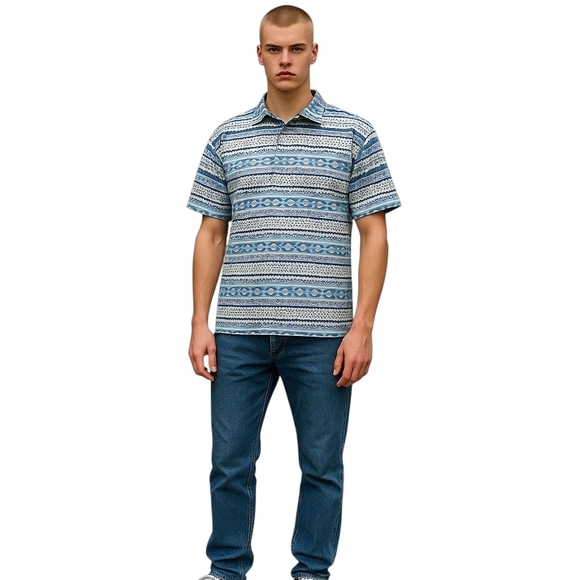 J. Crew Men Large Blue 100% Cotton Preppy Patterned Short Sleeve Collared Shirt - Picture 1 of 7